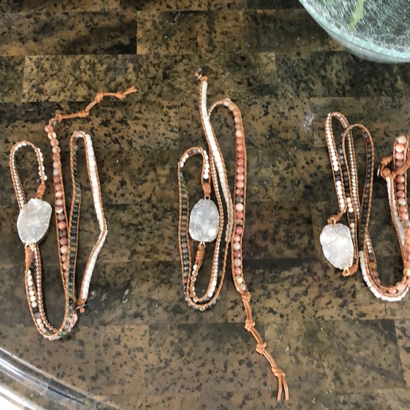 Sold out - wrap bracelet with gold plated geode - Picture 5 of 6